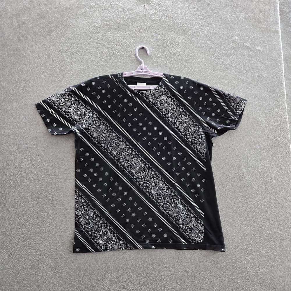 Vans Men Shirt LARGE Black Geometric Bandana Print Grunge Graphic